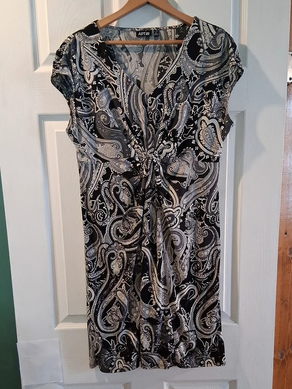 Apt. 9 Black & White Paisley Tie-Front Dress